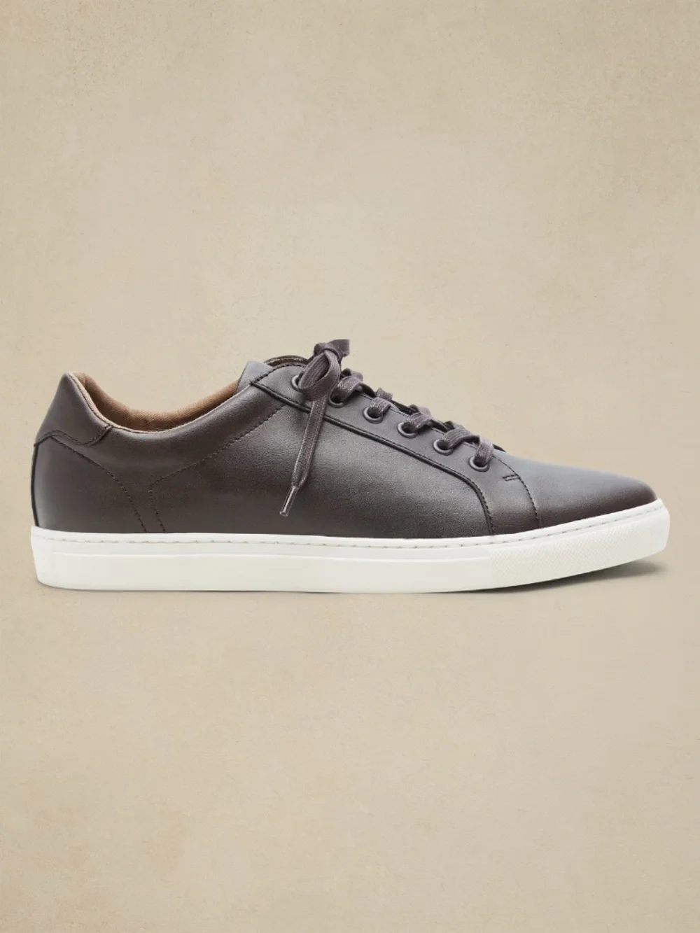 Men's Banana Republie Vegan Leather Sneakers Dark Brown Size 10